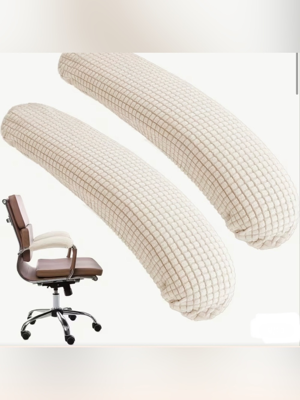 Cream Waffle Knit Armchair Cover Pair